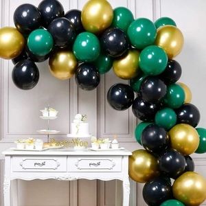 Gold and Green Balloons, 60 Pcs 12 Inch.